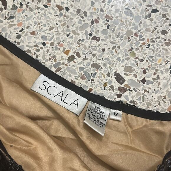 SCALA one shoulder black silk sequin mini cocktail dress side zip 6 - Picture 5 of 7